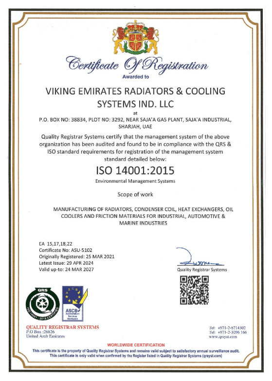 ISO 14001:2015 Certificate
